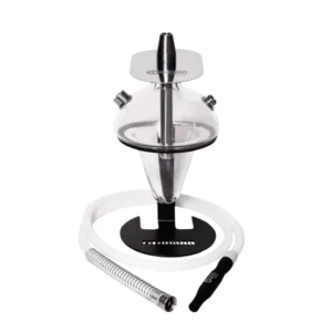 Cachimba Oduman N5 Junior mini con base de cristal soplado artesanal, partes en acero inoxidable y soporte metálico con LED
