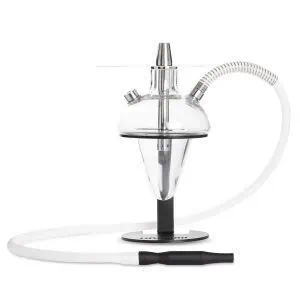 Cachimba Oduman N5 Junior mini con base de cristal soplado artesanal, partes en acero inoxidable y soporte metálico con LED