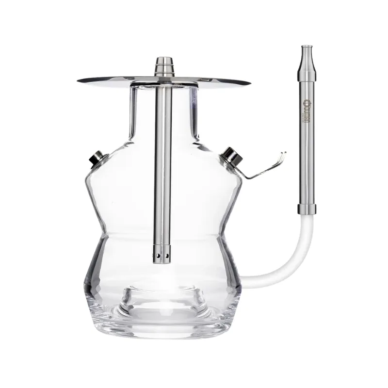 Cachimba Oduman N3 Clear turca transparente con cristal soplado artesanal, partes metálicas en acero inoxidable y LED con control remoto