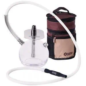 Cachimba Oduman N8 Voyage turca minimalista en forma de esfera con cristal grueso soplado artesanal, acero inoxidable y mochila de transporte