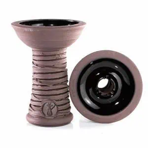 Cazoleta HC Grooved phunnel de barro negro poroso tallada a mano
