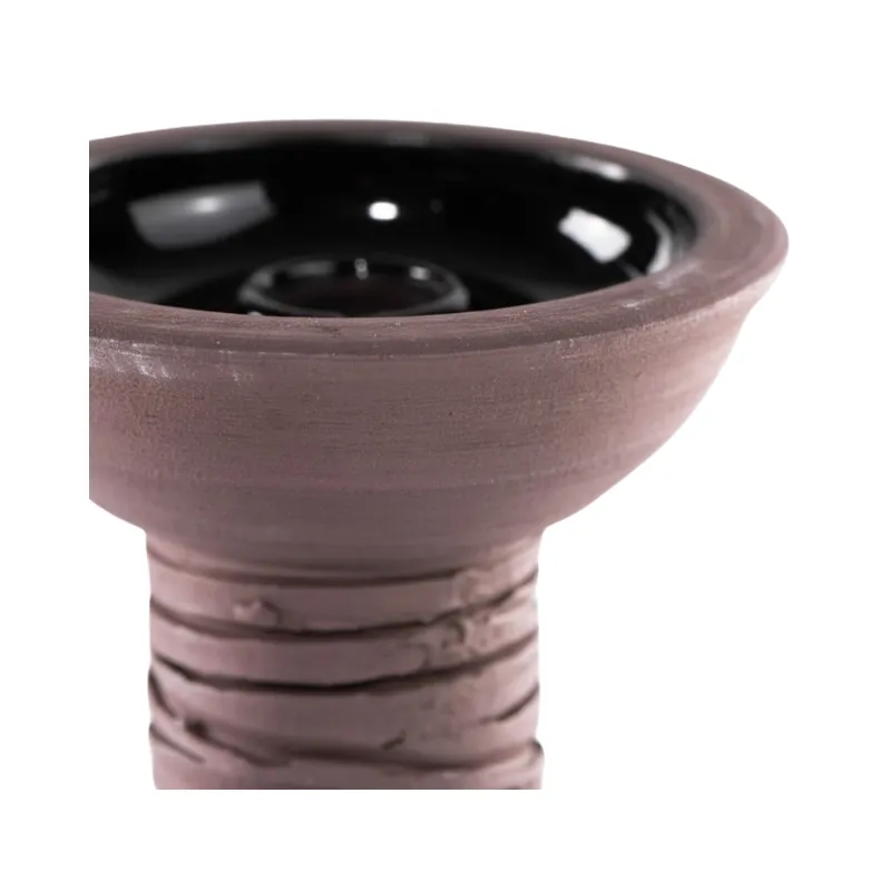 Cazoleta HC Grooved phunnel de barro negro poroso tallada a mano