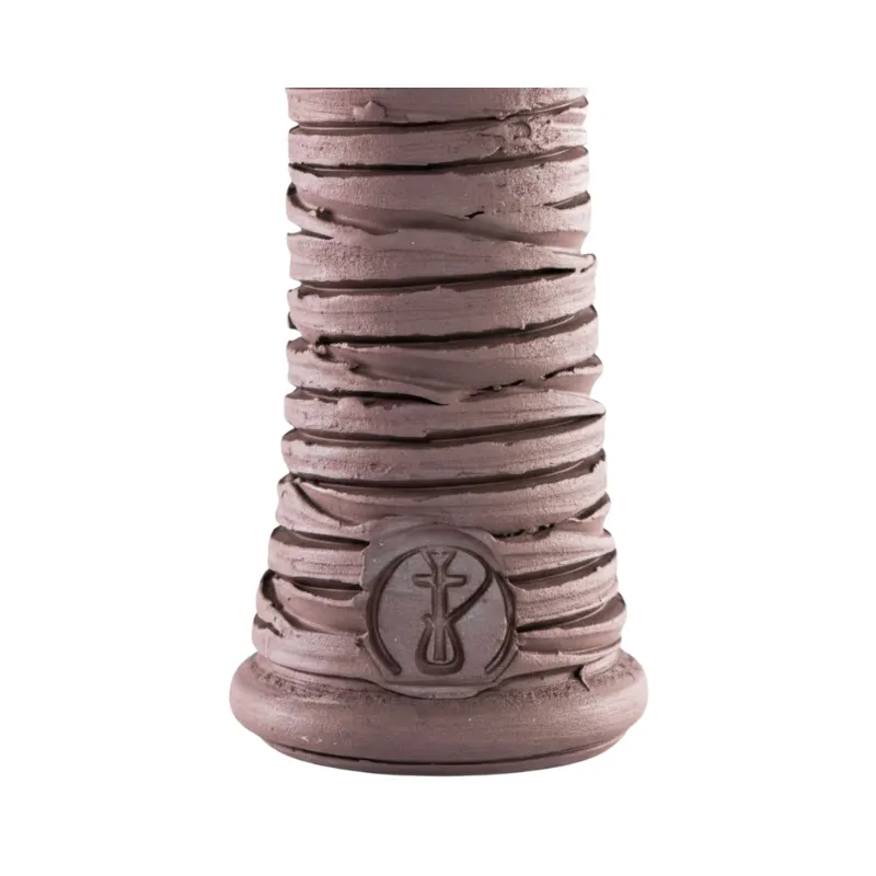 Cazoleta HC Grooved phunnel de barro negro poroso tallada a mano