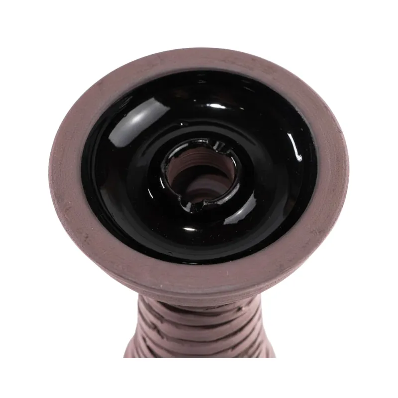Cazoleta HC Grooved phunnel de barro negro poroso tallada a mano