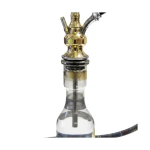 Cachimba El Nefes Medium turca artesanal de 67 cm fabricada en tres materiales distintos (latón, cobre y acero) con base egipcia de cristal, plato para ceniza y gomas egipcias en The Good Shisha