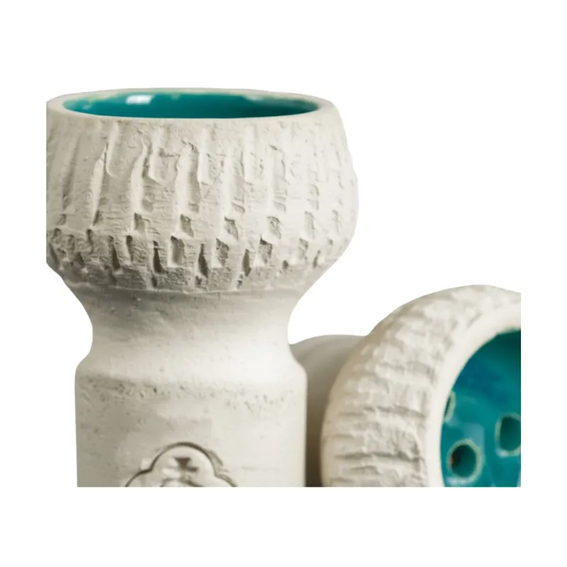 Cazoleta Imbao Bowl de barro blanco con interior lacado para shisha