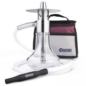 Cachimba Oduman Monster Hookah portátil de 23 cm con base de cristal soplado artesanal, acero inoxidable y mochila de transporte