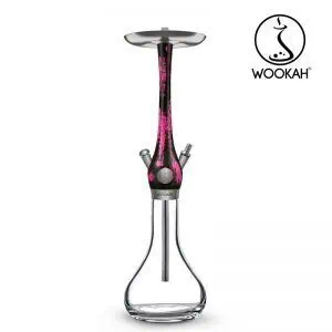 Cachimba Wookah Smooth Black Pink 2.0 en madera maciza y acero V2A con base de cristal soplada a mano