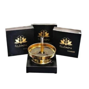 Gestor de calor El Nefes Titanium tipo screen tradicional con acabado dorado brillante para cachimba