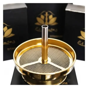 Gestor de calor El Nefes Titanium tipo screen tradicional con acabado dorado brillante para cachimba interior