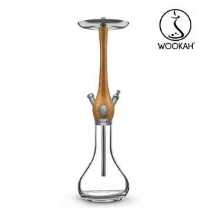 Cachimba Wookah Oak Pro Click en madera maciza y acero V2A con base de cristal soplada a mano