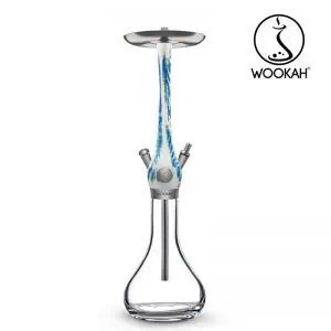 Cachimba Wookah Smooth Artic Blue en madera maciza y acero V2A con base de cristal soplada a mano