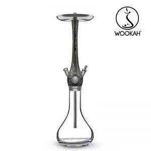 Cachimba Wookah Smooth Tenebris en madera maciza y acero V2A con base de cristal soplada a mano