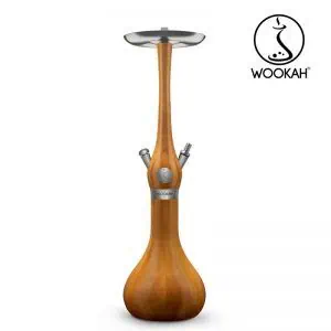 Cachimba Wookah Classic Iroko en madera maciza de iroko y acero V2A con base de cristal soplada a mano