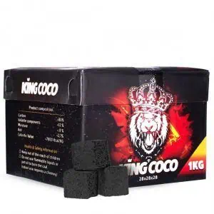 Carbón King Coco 28mm natural con máxima potencia y larga duración para cachimba