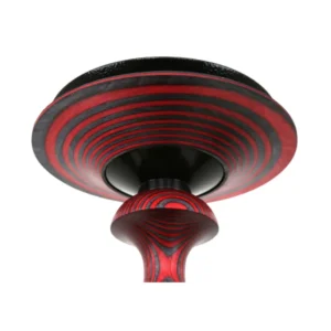 Japona Hookah Amur Red-Black cachimba rusa de 60 cm con acabado rojo y negro exclusivo, verdadera obra maestra con mástil de madera tostada con formas enlazadas y partes en acero inoxidable, plato con parte de acero y madera y base de cristal soplado a mano con encaje a presión en The Good Shisha