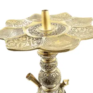 Cachimba El Nefes Sultan Colonial turca artesanal con cuerpo completo de latón fundido y base de cristal de Bohemia tallada y pintada a mano, plato grande desmontable a rosca y cazoleta incluida en The Good Shisha