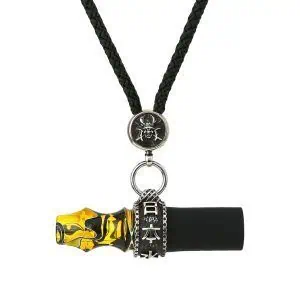 Boquilla Japona Hookah Samurai en resina premium con ornamentos samurái y caja de madera yellow