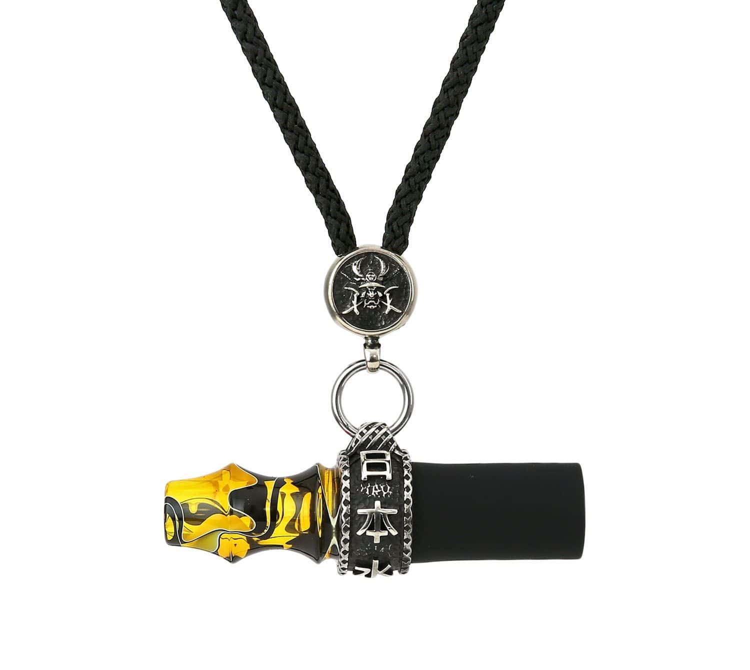 Boquilla Japona Hookah Samurai en resina premium con ornamentos samurái y caja de madera yellow