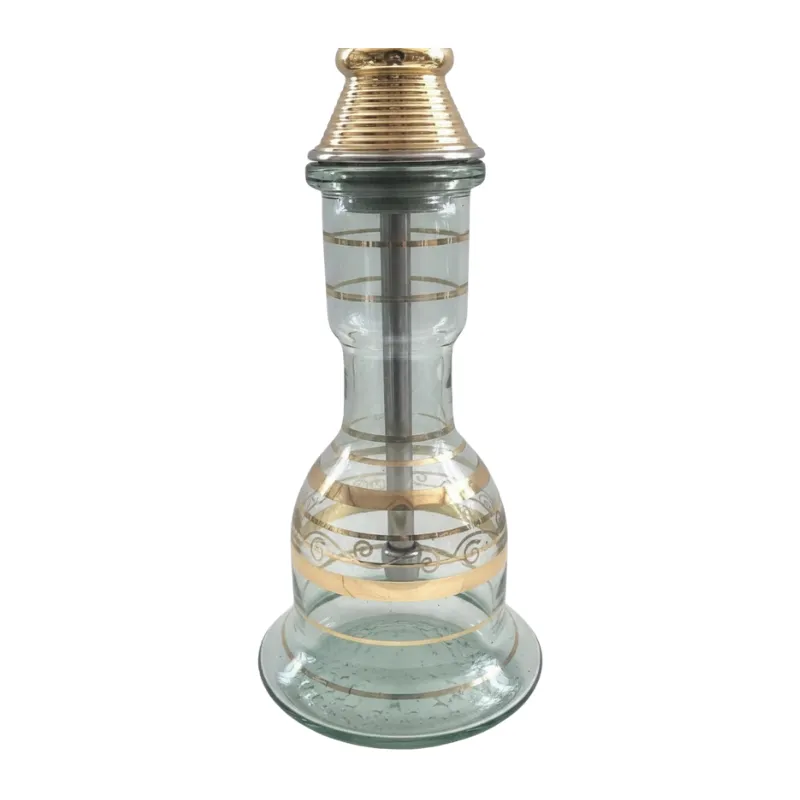 Cachimba El Nefes Mini Pillar turca artesanal de 57 cm con cuerpo en latón fundido, tubo de cobre en el tiro, base de cristal, plato de metal, pinzas pequeñas y juego de gomas en The Good Shisha