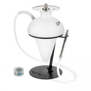 Cachimba Oduman N5 Hookah turca con cristal soplado artesanal estilo Meduse Design, acero inoxidable y soporte con LED multicolor