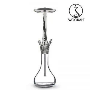 Cachimba Wookah Smooth White Black en madera maciza y acero V2A con base de cristal soplada a mano
