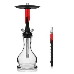 Cachimba Mamay Customs Flow Red Black rusa con estética de helado derretido en rojo y negro, acero inoxidable y poliacetal