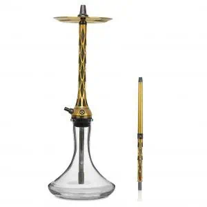 Cachimba Blade Hookah One M Rich Gold rusa en acabado dorado con plato ajustable a presión y purga 360°