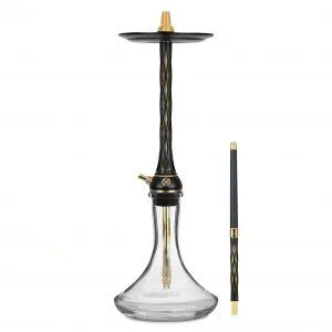 Cachimba Blade Hookah One M Black Gold rusa en negro y dorado con plato ajustable a presión y purga 360°
