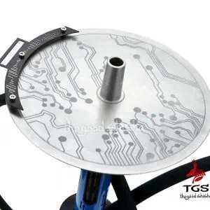 Cachimba Geometry Hookah Techno Metal Steel rusa de 55 cm totalmente fabricada en acero inoxidable con purga por todo el recorrido del mástil, efecto visual hipnotizante, plato con saliente para pinzas, base de cristal y manguera de silicona en The Good Shisha
