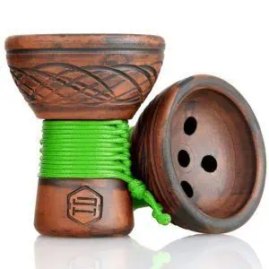 Cazoleta Japona Hookah Turkish Bowl Green de barro rojo con suelo ovalado y cuerda