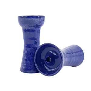 Cazoleta Tangiers Pico Bowl Blue phunnel estrecho en barro blanco chamotado