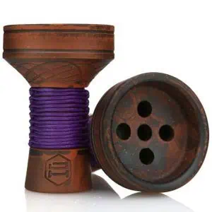 Cazoleta Japona Hookah Killer Bowl Purple de barro rojo con suelo liso y cuerda