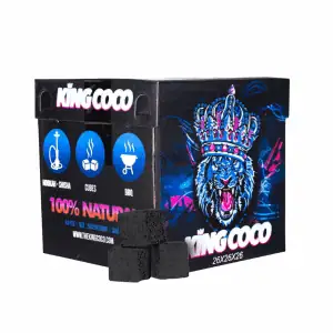 Carbón King Coco 26mm natural con encendido rápido y larga duración para cachimba