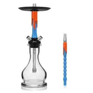 Cachimba Mamay Customs Flow Orange Blue rusa en naranja flúor y azul con acero inoxidable, aluminio anodizado y cámara de poliacetal