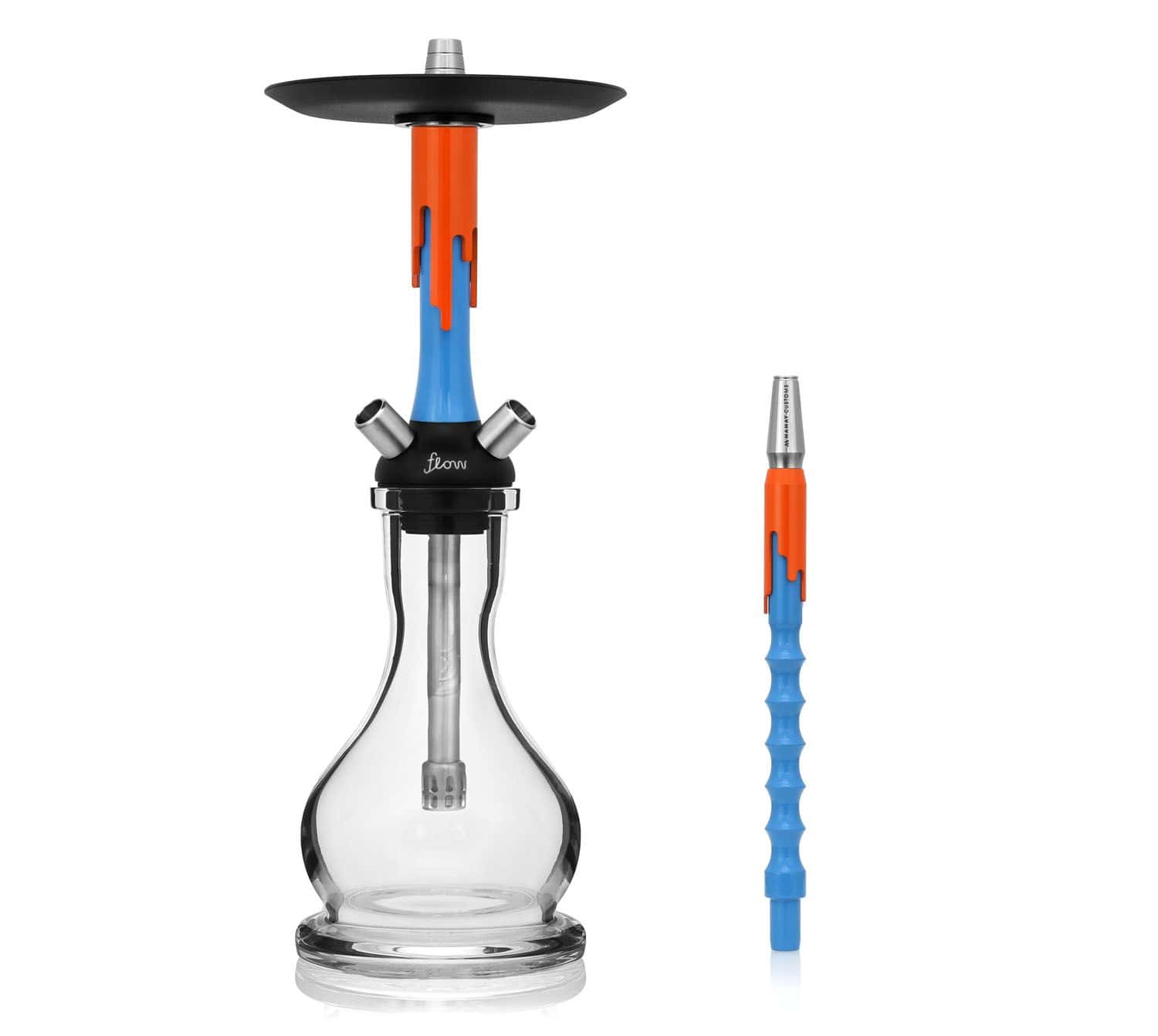 Cachimba Mamay Customs Flow Orange Blue rusa en naranja flúor y azul con acero inoxidable, aluminio anodizado y cámara de poliacetal