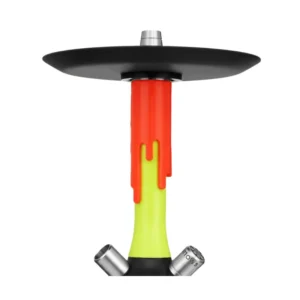 Cachimba Mamay Customs Flow Lemon Orange rusa en amarillo flúor y naranja con acero inoxidable, aluminio anodizado y cámara de poliacetal