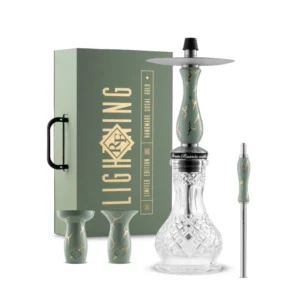 RF Hookah Lightning Green Cake cachimba mini verde con detalles dorados y base tallada