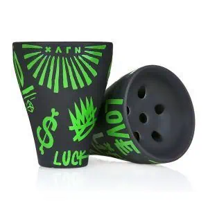 Cazoleta Oblako x Hooligan Green de barro blanco con ilustraciones de MaxThirteen