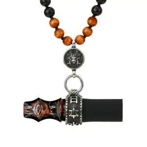 Boquilla Japona Hookah Samurai en resina premium con ornamentos samurái y caja de madera brown
