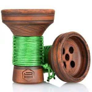 Cazoleta Japona Hookah Killer Bowl Green de barro rojo con suelo liso y cuerda