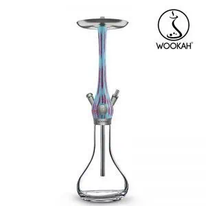 Cachimba Wookah Bubble Gum Click en madera maciza y acero V2A con base de cristal soplada a mano