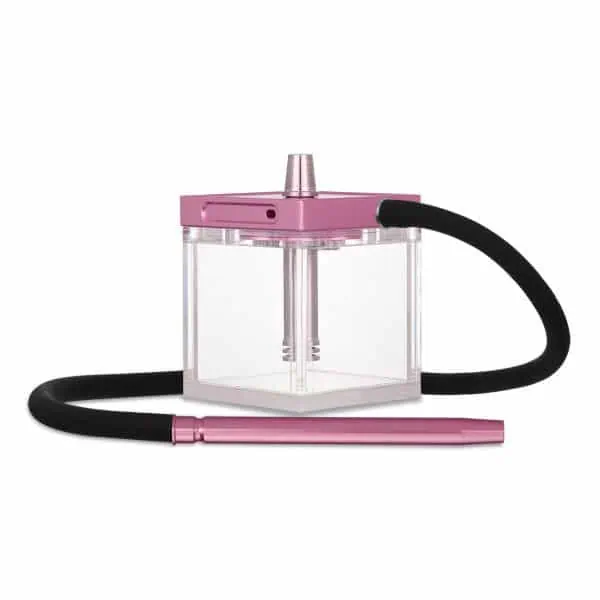 Cachimba MS Bebe Mashisha mini de solo 13 cm de altura una de las cachimbas más compactas y originales del mercado, fabricada en acrílico de alta resistencia transparente que permite ver el interior, con base estable, cuerpo ergonómico, manguera flexible, boquilla ergonómica y maletín de transporte rígido incluido en The Good Shisha