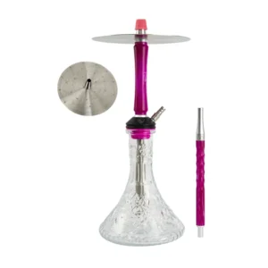 Cachimba Cold Smoke Vitta Max española de 50 cm en acero inoxidable con plato grabado láser, cámara de aluminio, revestimiento de resina, difusor regulable y base rusa incluida en The Good Shisha