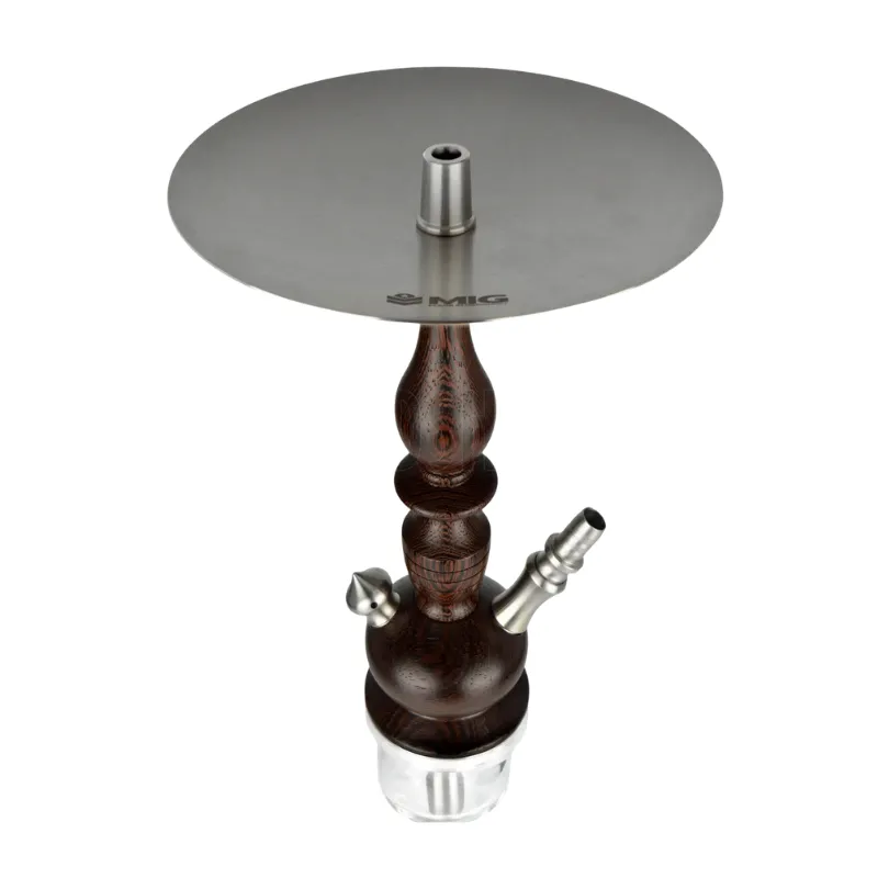 Cachimba MIG Tradi Wood de madera tratada con mástil de acero V2A y base de pirámide