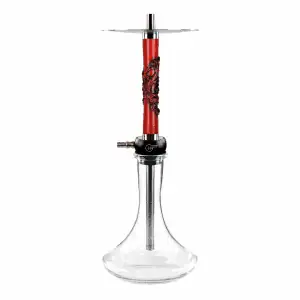 Cachimba Geometry Hookah Little Bro Dragon rusa exclusiva con cuerpo en nylon, acero inoxidable y madera, dragón asiático en el mástil, vaciamiento completo de la cámara al purgar, difusor extraíble, base rusa y manguera de silicona en The Good Shisha