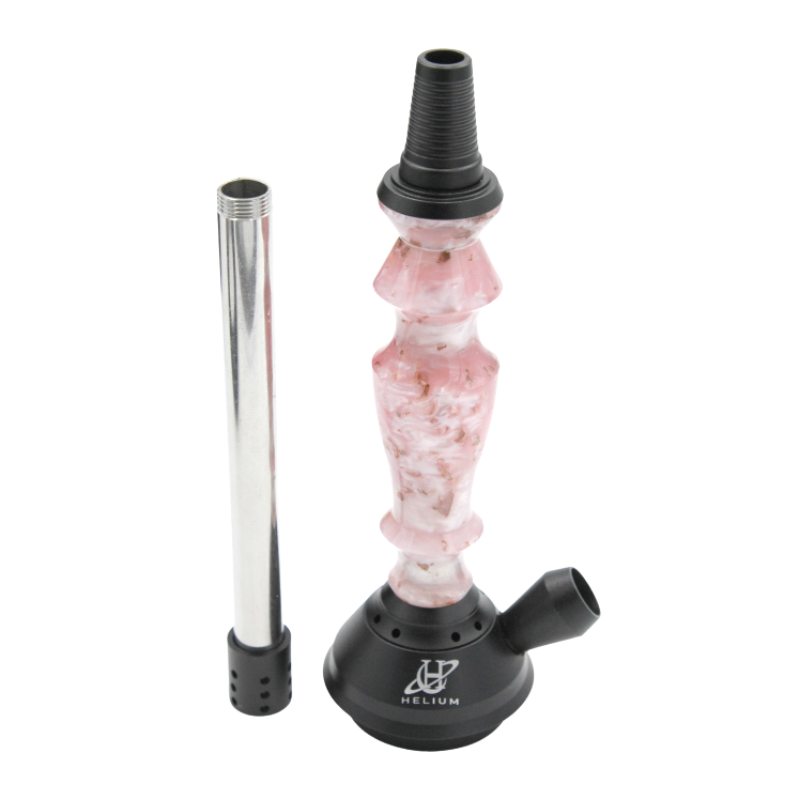 Cachimba Helium Nebula Mini española de 40 cm en acero inoxidable y aluminio con purga vertical efecto V y mochila de transporte