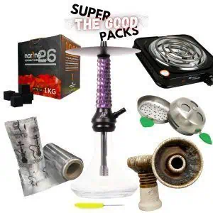 Pack cachimba Helium Nebula Nano de la marca española Helium de 35 cm con hornillo eléctrico, cazoleta TGS Nilo, gestor Provost, papel aluminio y carbón en The Good Shisha
