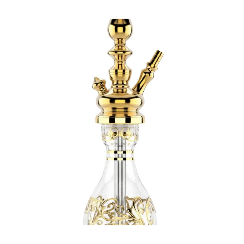 Cachimba MIG Tradi Mini Clear Gold de latón con base de cristal de bohemia