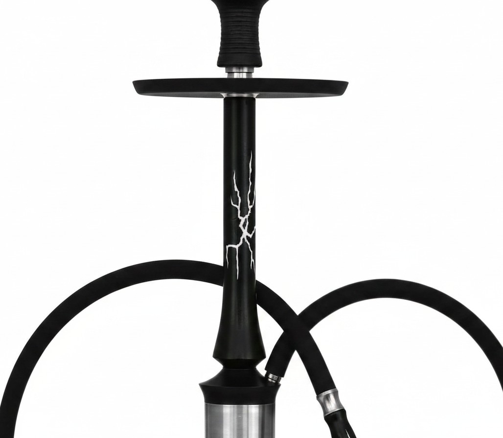 Cachimba Hawk Hookah Up Evo rusa innovadora con purga vertical desde la base que cubre completamente la cachimba de humo, fabricada en acero inoxidable V2A primera calidad y mástil recubierto de madera tratada, con base de acero inox que mantiene el agua fría en The Good Shisha